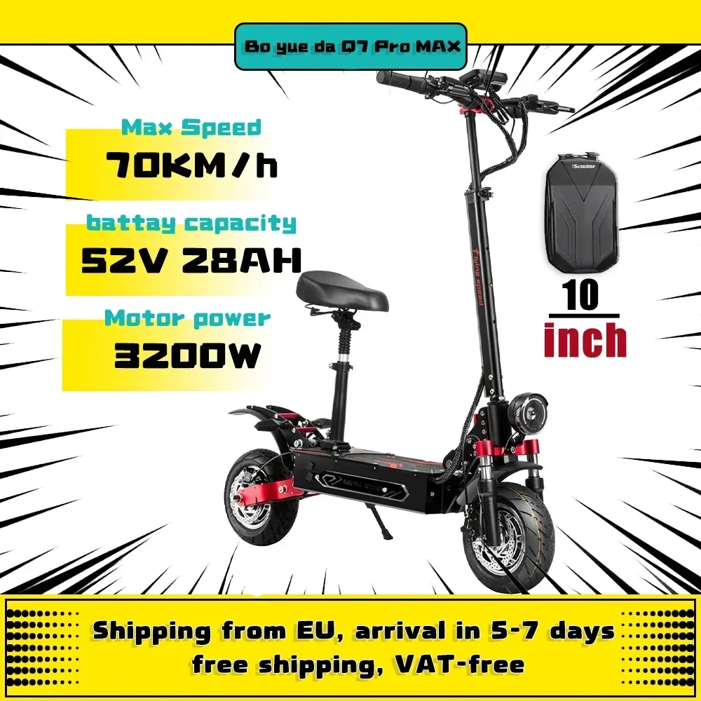 Boyueda Q7Pro Max 3200 Вт, 52 В, 28 Ач, максимальная скорость, 70 км/ч, двухмоторный внедорожный электросамокат для взрослых, отправлен из ЕС, складной, 10 дюймов
Boyueda Q7Pro Max 3200 Вт, 52 В, 28 Ач, максимальная скорость, 70 км/ч, двухмоторный внедорожный электросамокат для взрослых, отправлен из ЕС, складной, 10 дюймов