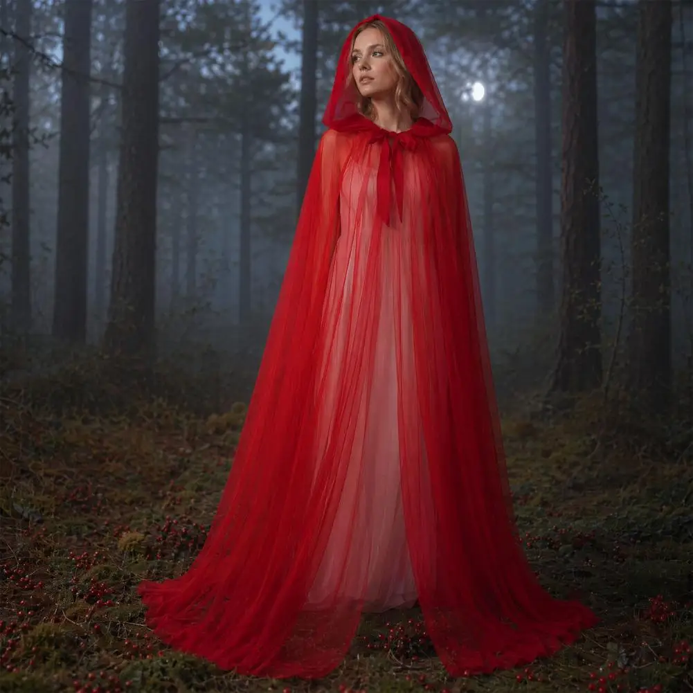 Hooded Mesh Cloak for Adults,Little Red Riding Hood Cape, Gothic Witch Queen Cosplay Costume for Halloween
Hooded Mesh Cloak for Adults,Little Red Riding Hood Cape, Gothic Witch Queen Cosplay Costume for Halloween