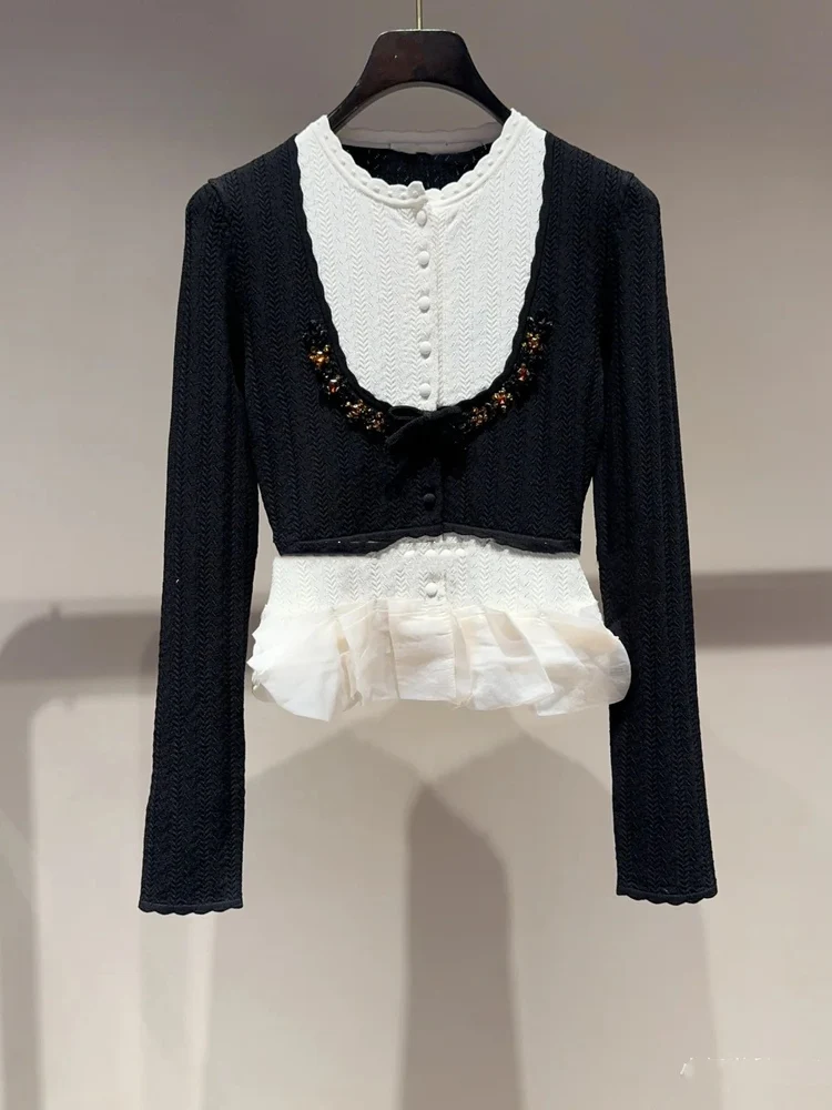 Ele European Sle Knitted Open Cardigan Long Sve round Ne Split Color Embellied Bangle Faionable Oversize Top
Ele European Sle Knitted Open Cardigan Long Sve round Ne Split Color Embellied Bangle Faionable Oversize Top