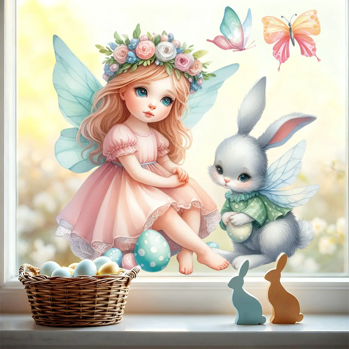 Easter Static Cling Window Stickers Cartoon Angel Bunny Glass Decal Home Living Room Storefront Holiday Decor
Easter Static Cling Window Stickers Cartoon Angel Bunny Glass Decal Home Living Room Storefront Holiday Decor
