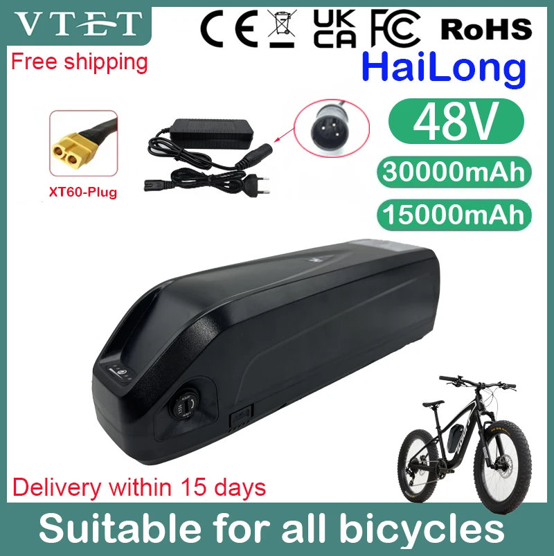 2025 Original 48V15AH/30Ah Hailong Battery with BMS Suitable for 350W500W750W1000W Electric Mountain Bike XT60 Long Range DIY
2025 Original 48V15AH/30Ah Hailong Battery with BMS Suitable for 350W500W750W1000W Electric Mountain Bike XT60 Long Range DIY