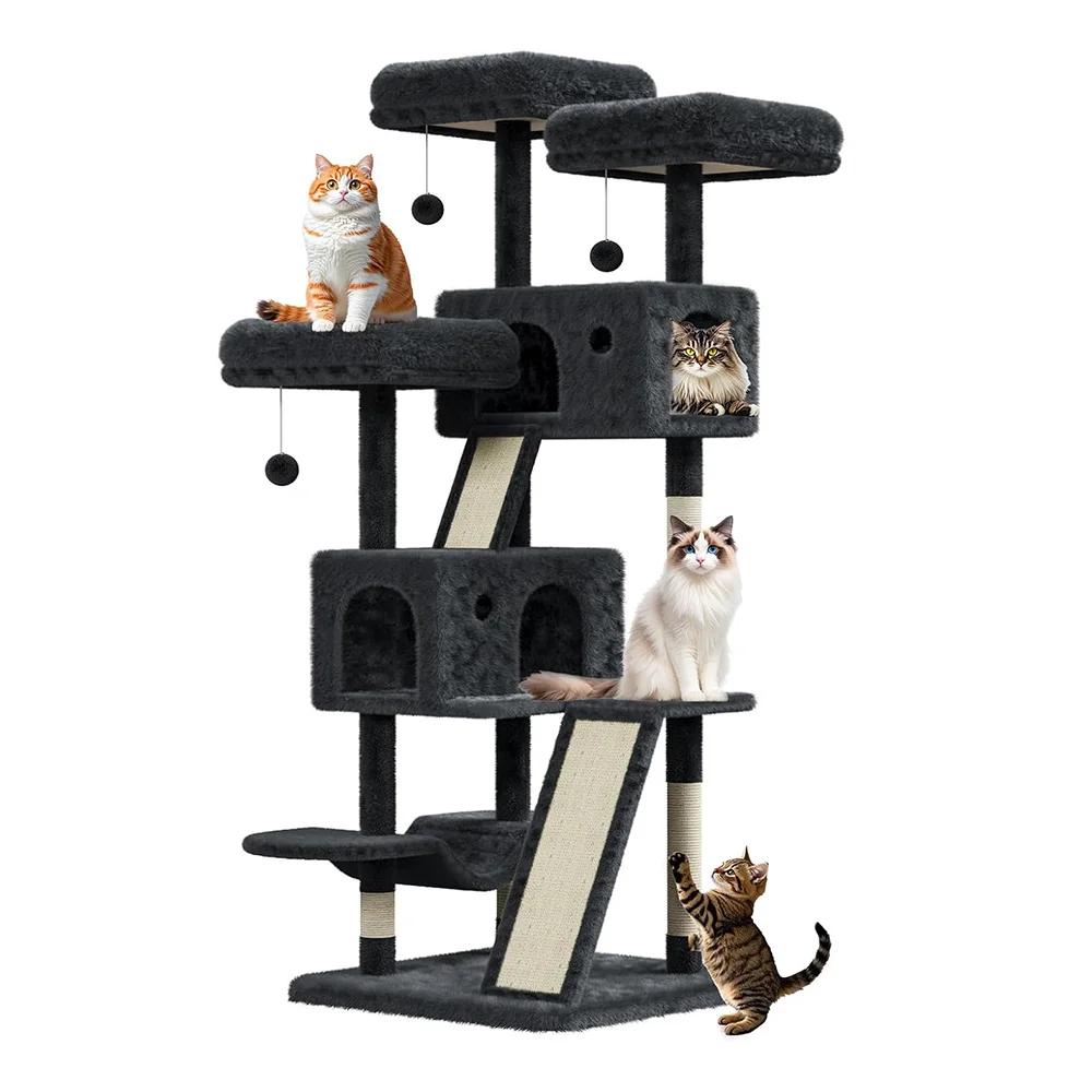 66 Inches Large Multi-Level Cat Tree Heavy Duty Cat Tower for Indoor Large Cats 20 lbs Condo Plush Perches Sisal Scratching
66 Inches Large Multi-Level Cat Tree Heavy Duty Cat Tower for Indoor Large Cats 20 lbs Condo Plush Perches Sisal Scratching