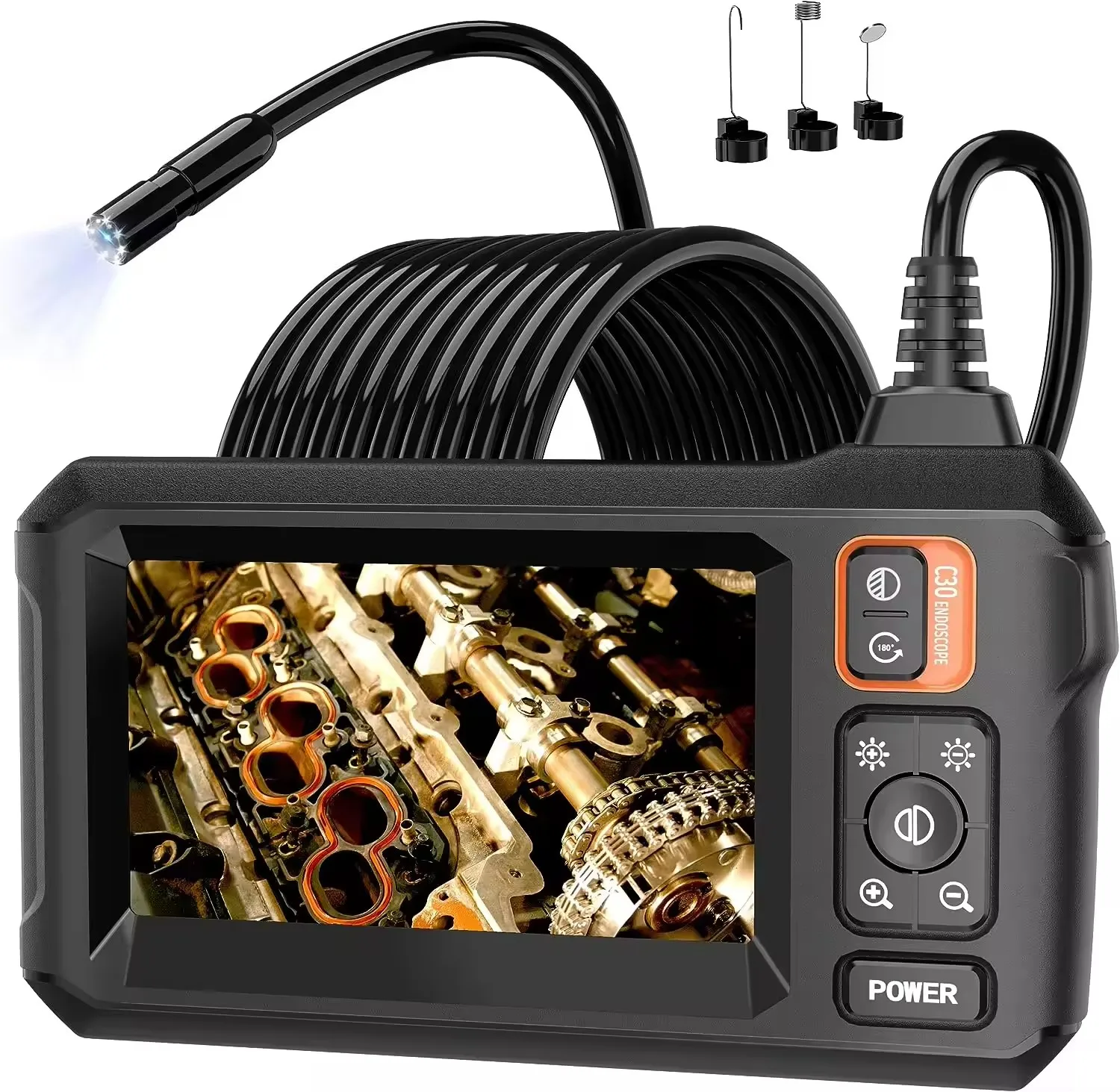 Endoscope Camera with Light Inspection Borescope Camera with 4.3" IPS 1920P HD with 8 LED Lights 5M Semi-Rigid Cord Bore Scope
Endoscope Camera with Light Inspection Borescope Camera with 4.3" IPS 1920P HD with 8 LED Lights 5M Semi-Rigid Cord Bore Scope