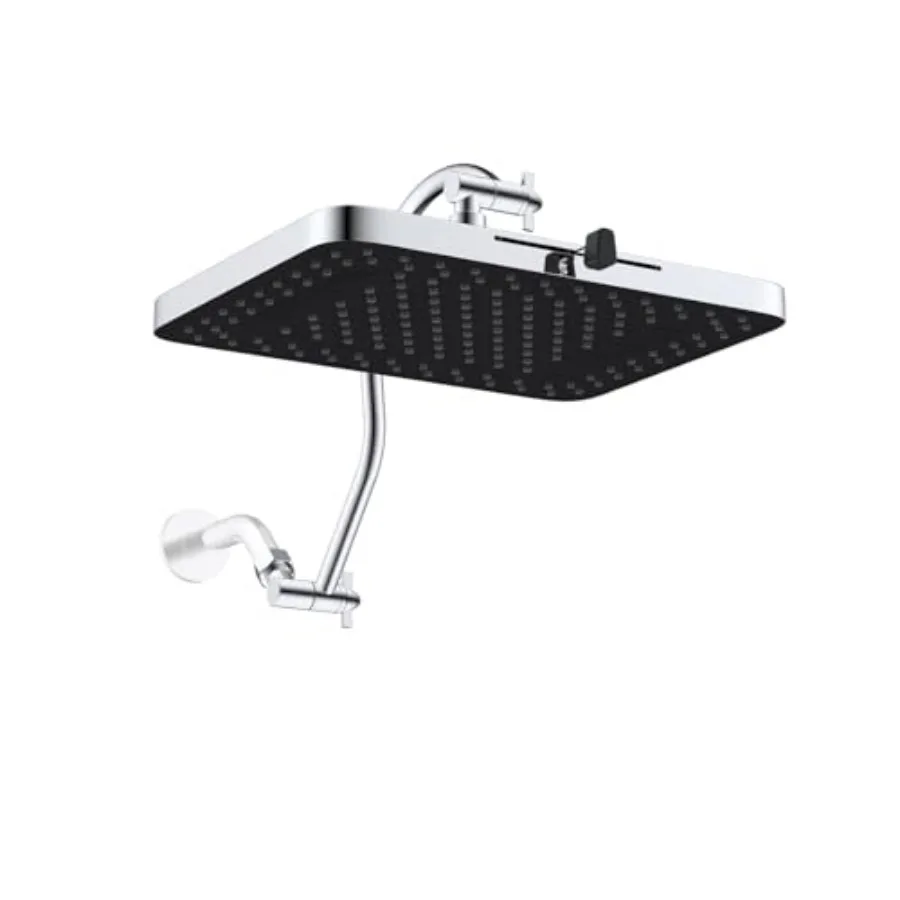 Rain Shower Head, 13'' High Pressure Rainfall Square 5 Spray Mode Showerhead with 12" Shower Head Extension Arm, Solid Brass Ad
Rain Shower Head, 13'' High Pressure Rainfall Square 5 Spray Mode Showerhead with 12" Shower Head Extension Arm, Solid Brass Ad