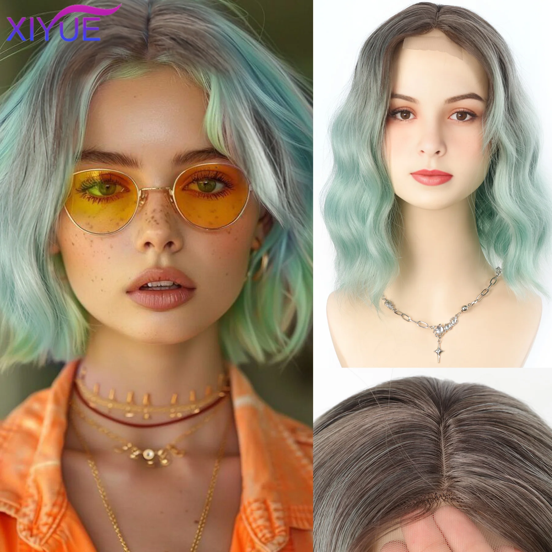 Women's BOBO Synthetic lace Wigs Mint Green Star Same Style Synthetic Long Curly Hair Versatile COS Full Head Set
Women's BOBO Synthetic lace Wigs Mint Green Star Same Style Synthetic Long Curly Hair Versatile COS Full Head Set