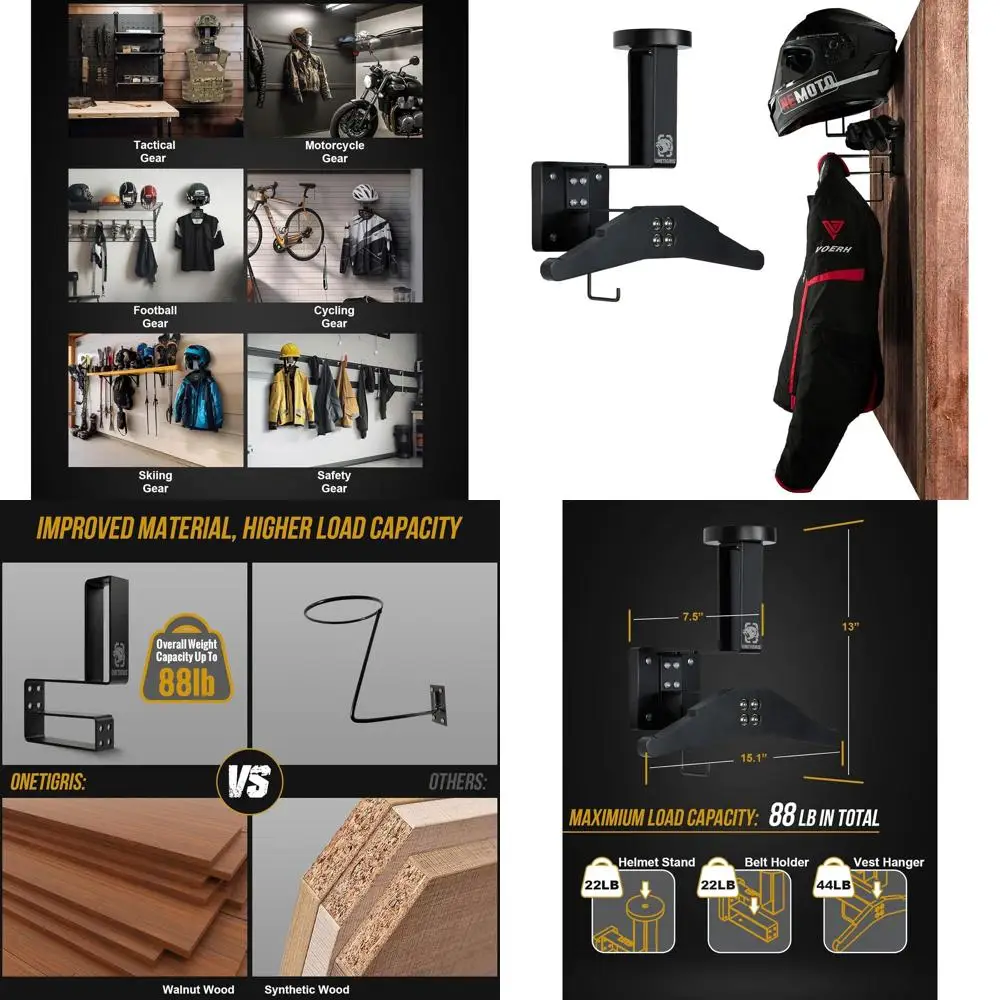 Настенное крепление для мотоциклетного шлема, тактический держатель для снаряжения с подставкой для шлема и вешалкой для переноски пластинок, настенная стойка из цельного дерева
Настенное крепление для мотоциклетного шлема, тактический держатель для снаряжения с подставкой для шлема и вешалкой для переноски пластинок, настенная стойка из цельного дерева