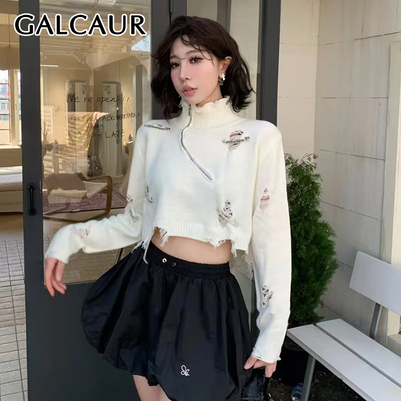GALCAUR Solid Loose High Street Pullover for Women High Neck Long Sleeve Patchwork Zipper Casual Sweater Female Clothing Style
GALCAUR Solid Loose High Street Pullover for Women High Neck Long Sleeve Patchwork Zipper Casual Sweater Female Clothing Style