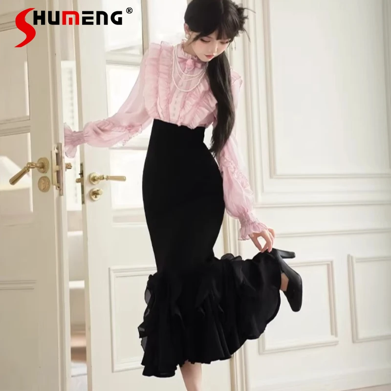Y2K Black Pink Mermaid Dress OP for Women Slim Fit Elegant Long Sleeve Dress French Court Style Birthday Party Lolita Dress Set
Y2K Black Pink Mermaid Dress OP for Women Slim Fit Elegant Long Sleeve Dress French Court Style Birthday Party Lolita Dress Set