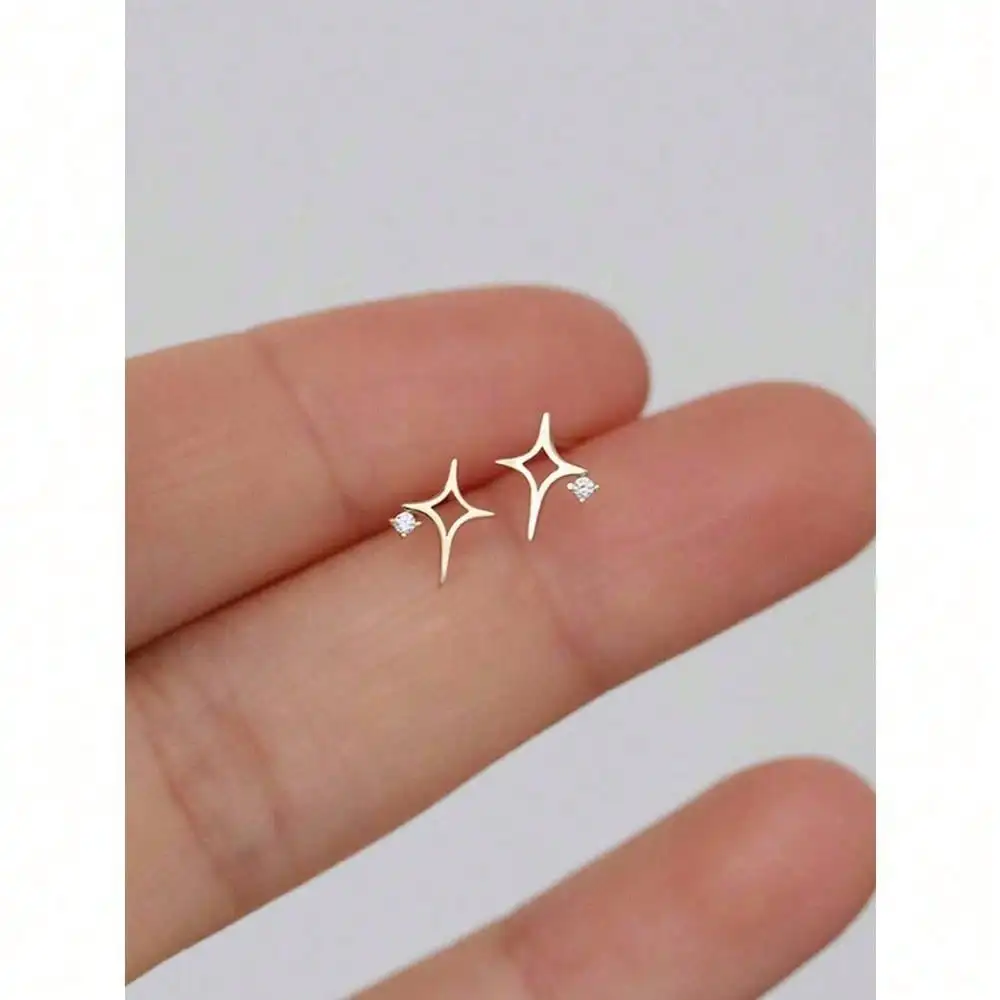 1 Pair Sterling Silver Hollow Cubic Zirconia Star Design Stud Earrings, Fashion Jewelry Gift For Women,Party
1 Pair Sterling Silver Hollow Cubic Zirconia Star Design Stud Earrings, Fashion Jewelry Gift For Women,Party