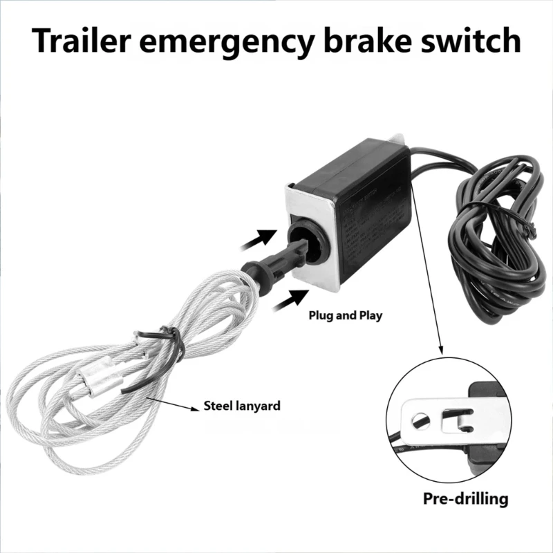 7 Pin Trailer Emergency Brake Switches Breakaway Switches Stainless Steel Towing Wire Safety Lanyard for Campers
7 Pin Trailer Emergency Brake Switches Breakaway Switches Stainless Steel Towing Wire Safety Lanyard for Campers
