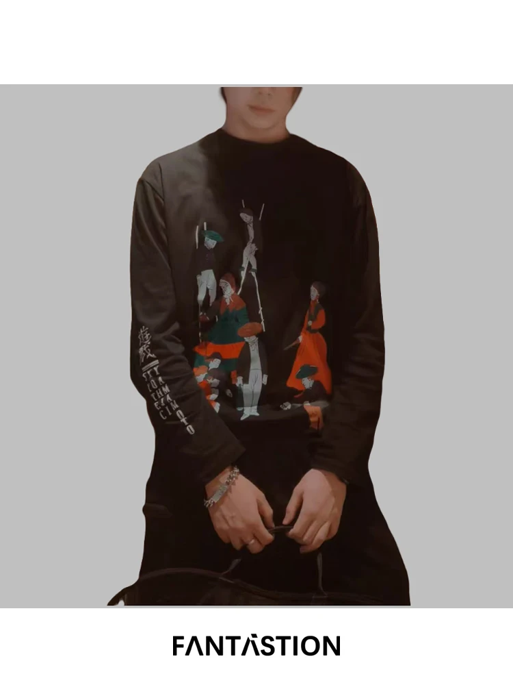FANTASTION retro vintage print unisex long sleeve t-shirt, casual loose fit o-neck daily wear street style top
FANTASTION retro vintage print unisex long sleeve t-shirt, casual loose fit o-neck daily wear street style top