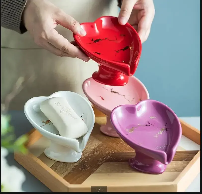 Heart-shaped Ceramic Soap Box Drain Soap Dish Tall Feet Drain Rack Soap Holder Home Bathroom Supplies Desktop Shelf Storage Rack
Heart-shaped Ceramic Soap Box Drain Soap Dish Tall Feet Drain Rack Soap Holder Home Bathroom Supplies Desktop Shelf Storage Rack