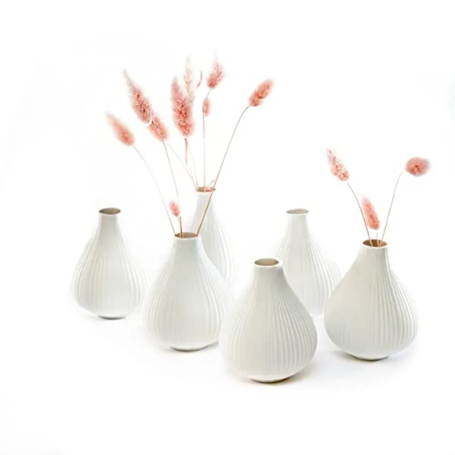 'Frost' Ceramic Flower Vase — Set of 6 Beautiful Small Bud Vases for Flowers and House Plants — Perfect Shelf Centerpieces and
'Frost' Ceramic Flower Vase — Set of 6 Beautiful Small Bud Vases for Flowers and House Plants — Perfect Shelf Centerpieces and