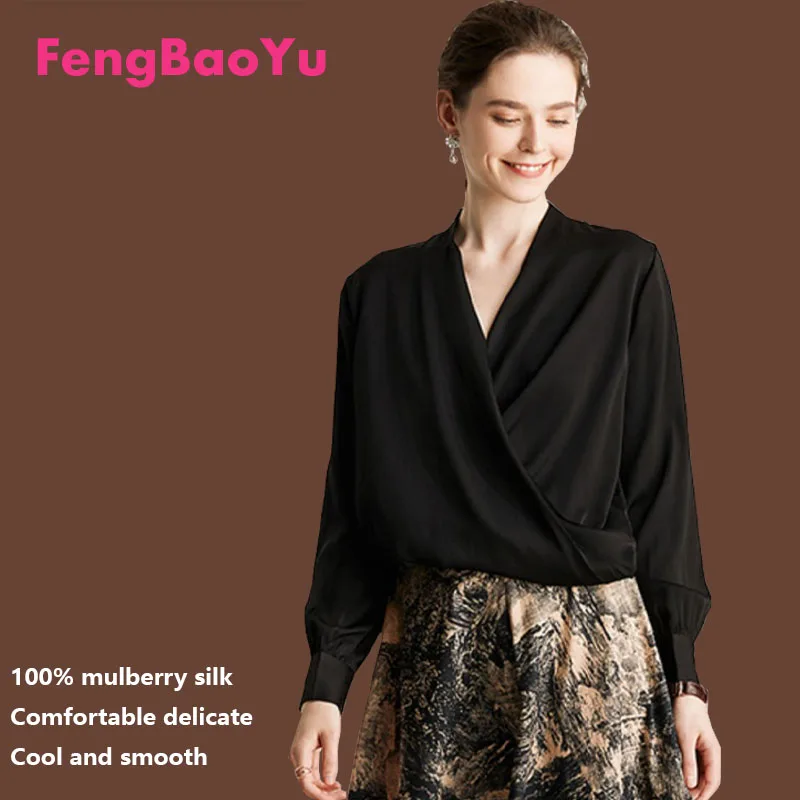 Fengbaoyu High-end Silk Women's Shirt Elegant and noble style. V-neck top. Business casual. Loose and comfortable.
Fengbaoyu High-end Silk Women's Shirt Elegant and noble style. V-neck top. Business casual. Loose and comfortable.