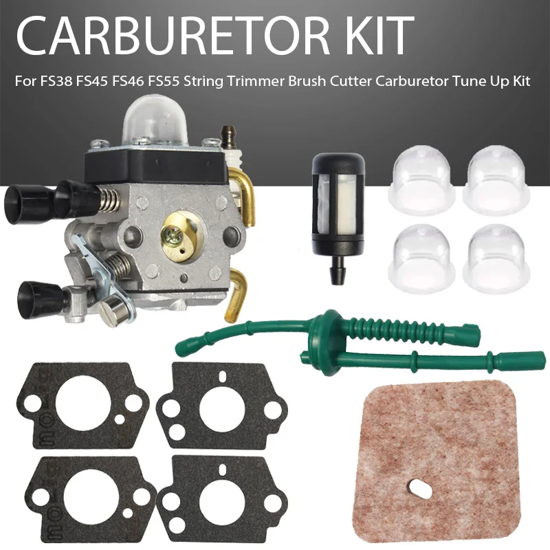 Carburetor Tune Up Kit for STIHL FS38 FS45 FS46 FS55 String Trimmer Brush Cutter Fuel Line Filter Spark Plug Primer Bulb
Carburetor Tune Up Kit for STIHL FS38 FS45 FS46 FS55 String Trimmer Brush Cutter Fuel Line Filter Spark Plug Primer Bulb