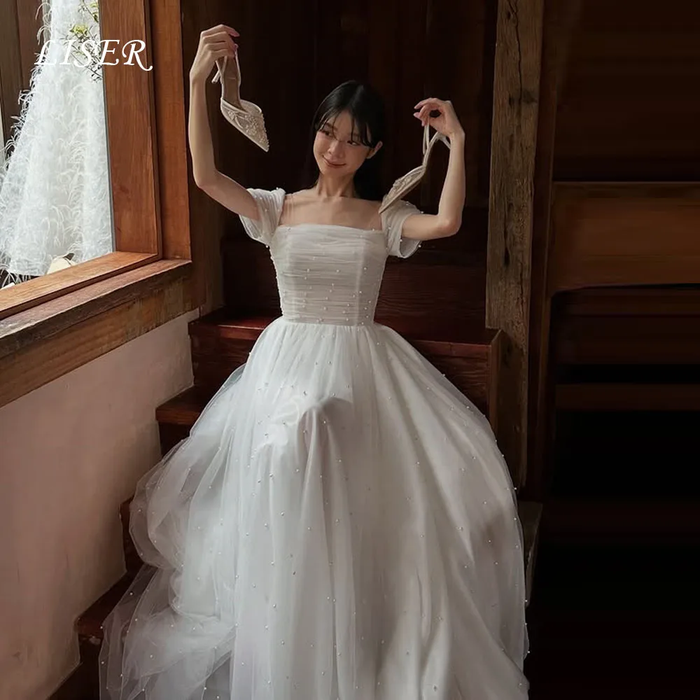 Liser Square Collar Korea Wedding Dresses Short Sleeves Silk Tulle Short Sleeves Bridal Dresses 웨딩드레스 Customized Corset
Liser Square Collar Korea Wedding Dresses Short Sleeves Silk Tulle Short Sleeves Bridal Dresses 웨딩드레스 Customized Corset