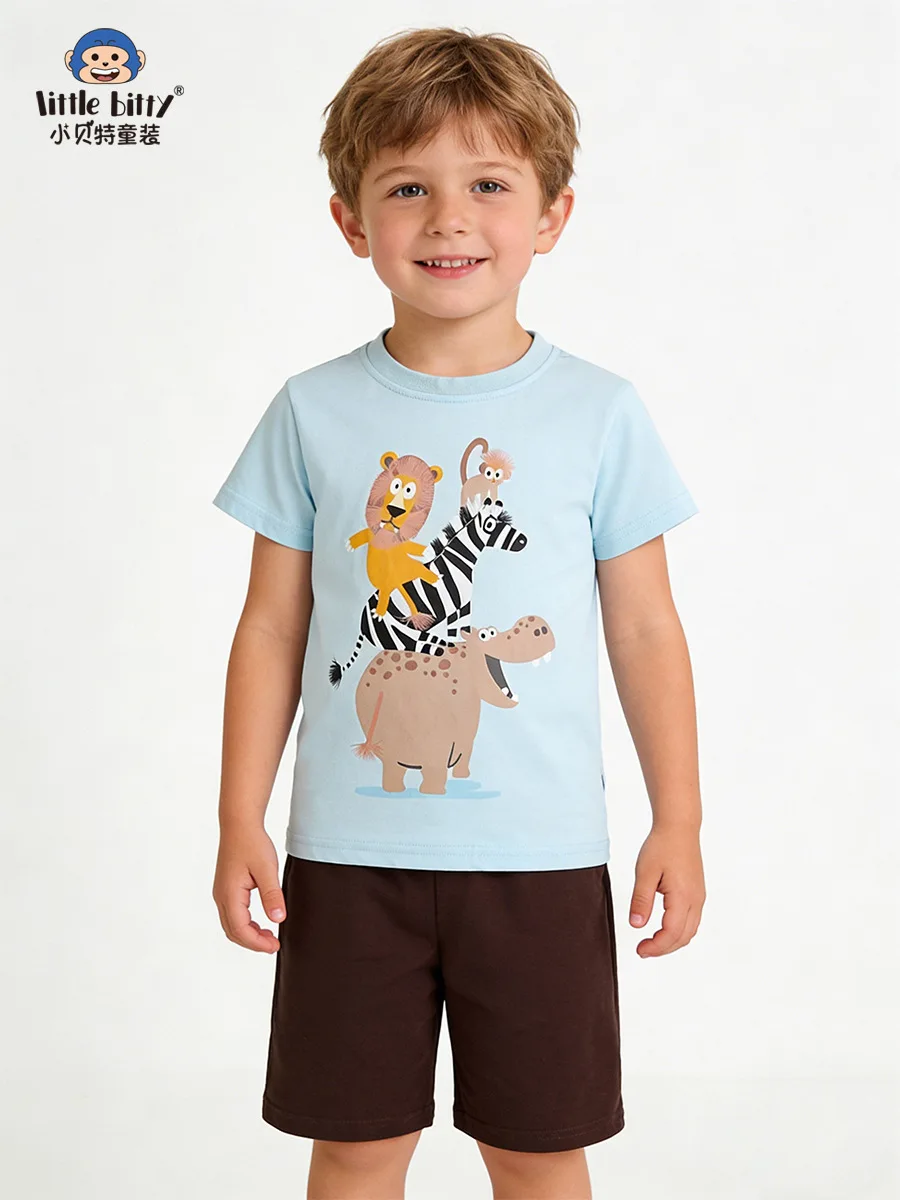 Summer Cartoon Animal Print Two-Piece Short-Sleeved Suit for Boys 3-8 Years round Neck Children's Top with Matching Bottoms
Summer Cartoon Animal Print Two-Piece Short-Sleeved Suit for Boys 3-8 Years round Neck Children's Top with Matching Bottoms