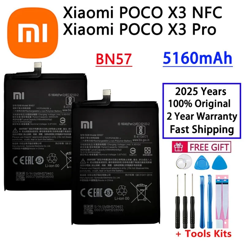 2025 Высокое качество, 100% оригинальный новый аккумулятор для телефона Xiao mi BN57 5160 мАч для Xiaomi Pocophone X3 Poco X3 Pro, сменные аккумуляторы
2025 Высокое качество, 100% оригинальный новый аккумулятор для телефона Xiao mi BN57 5160 мАч для Xiaomi Pocophone X3 Poco X3 Pro, сменные аккумуляторы