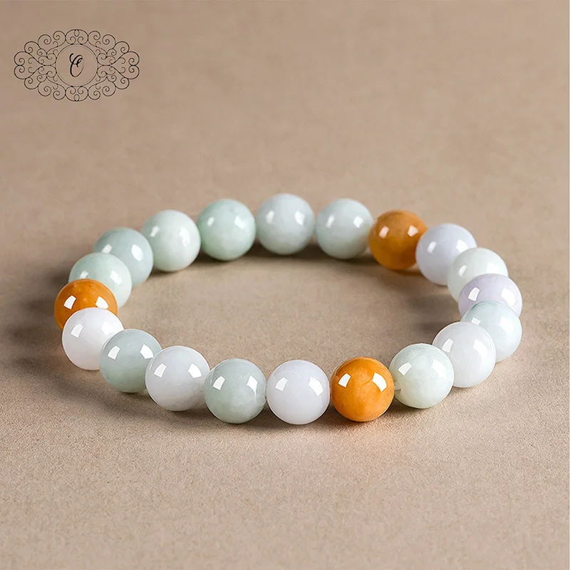 Natural Burmese Grade A Jade 10mm Tricolor Bracelet, Waxy Texture Gemstone Beaded Chain for Women
Natural Burmese Grade A Jade 10mm Tricolor Bracelet, Waxy Texture Gemstone Beaded Chain for Women