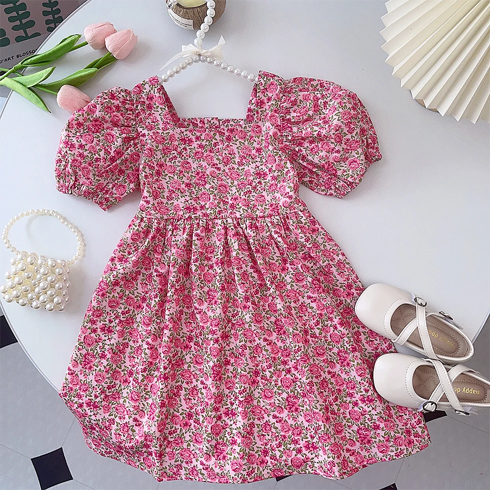 Summer New Girls Casual Floral Print Puff Sleeve Square Neck Princess Dress 1 Pc 3-7 Years Children Fashion Sweet Clothing
Summer New Girls Casual Floral Print Puff Sleeve Square Neck Princess Dress 1 Pc 3-7 Years Children Fashion Sweet Clothing