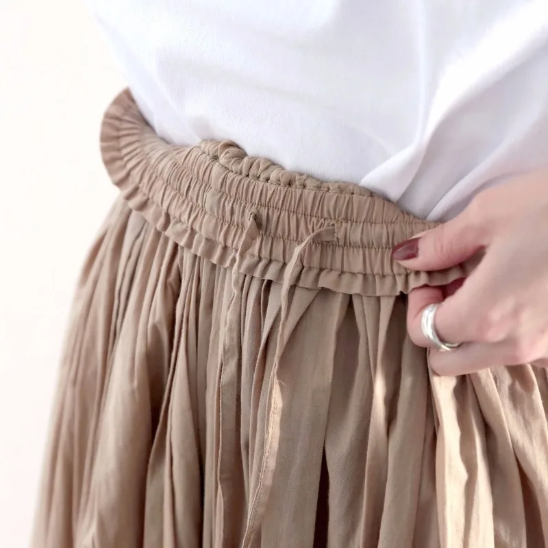 High Waist A-Line Midi Skirt Women's Spring Summer Cotton Gored Skirt Elastic Waist Pure Color Versatile Long Skirt
High Waist A-Line Midi Skirt Women's Spring Summer Cotton Gored Skirt Elastic Waist Pure Color Versatile Long Skirt