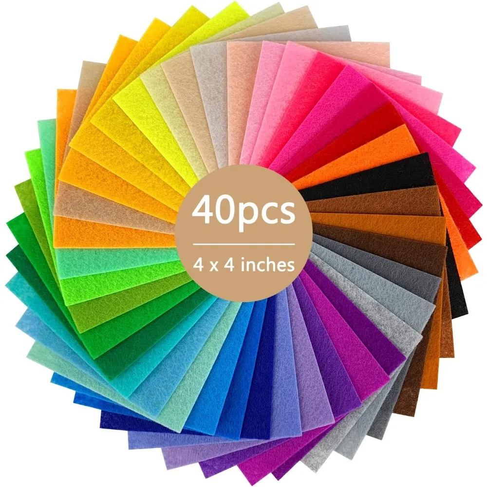 40Pcs 4"x4" Assorted Color 1mm Felt Sheets for Crafting, Handcraft, Sewing, Patchwork, School Decor
40Pcs 4"x4" Assorted Color 1mm Felt Sheets for Crafting, Handcraft, Sewing, Patchwork, School Decor