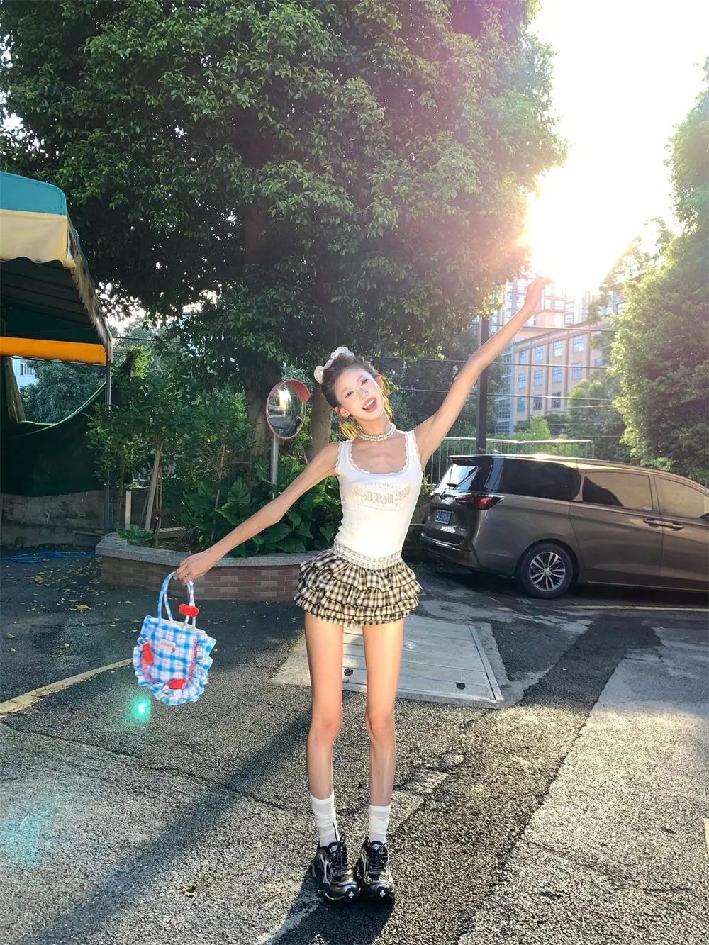 Lace Spicy Girl Printed Slim Strap Tank Top Summer New Chic High Waist Plaid Cake Short Skirt Set Two Piece Sets Women Outfits
Lace Spicy Girl Printed Slim Strap Tank Top Summer New Chic High Waist Plaid Cake Short Skirt Set Two Piece Sets Women Outfits