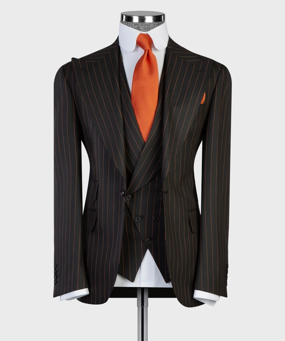 Peak Lapel Navy Blue Stripe Smart Casual Men's Suits Single Breasted Jacket Vest Pants Formal Party Business Wedding Suit Male
Peak Lapel Navy Blue Stripe Smart Casual Men's Suits Single Breasted Jacket Vest Pants Formal Party Business Wedding Suit Male