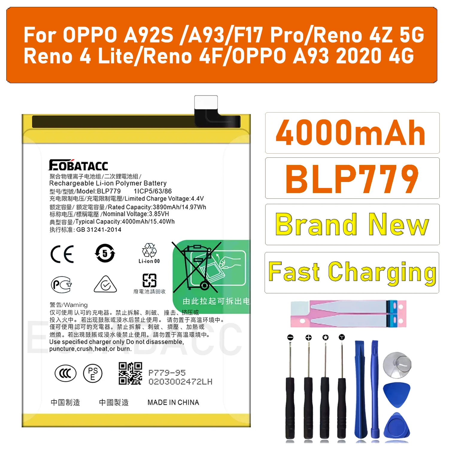 2025 лет BLP779 Аккумулятор для OPPO F17 Pro A92s / Reno 4 Lite / Reno4 Z / A93 2020 Емкость Аккумуляторы для мобильных телефонов Bateria
2025 лет BLP779 Аккумулятор для OPPO F17 Pro A92s / Reno 4 Lite / Reno4 Z / A93 2020 Емкость Аккумуляторы для мобильных телефонов Bateria