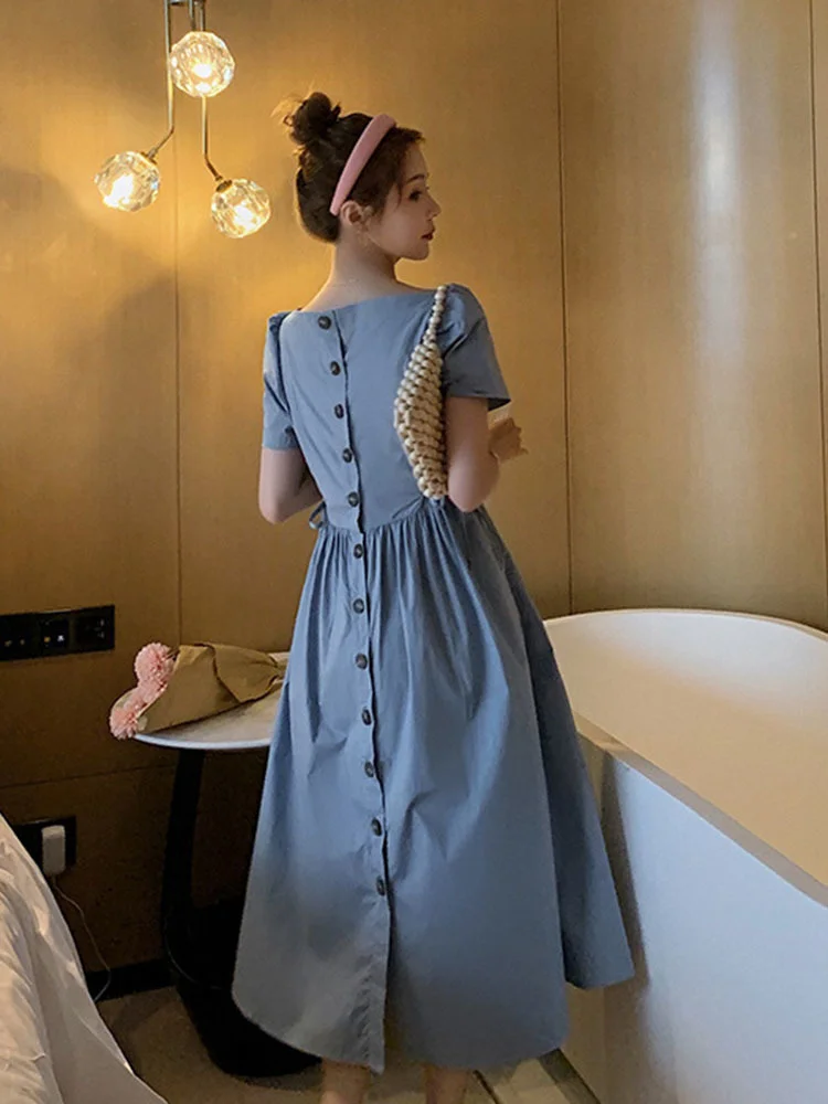 Single Breasted Long Dress For Women 2022 Summer V Neck Short Sleeves Solid Color Dresses Female Fashion Clothing G622
Single Breasted Long Dress For Women 2022 Summer V Neck Short Sleeves Solid Color Dresses Female Fashion Clothing G622