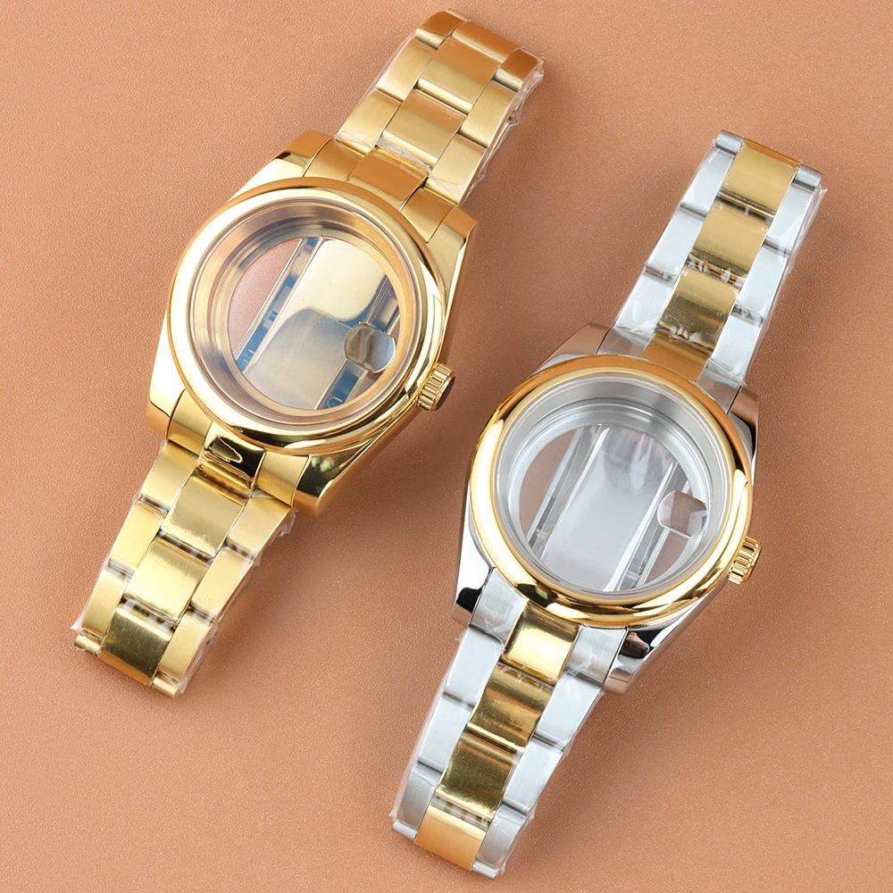 Золотой/золотисто-серебряный корпус часов 36 мм/39 мм из нержавеющей стали с полировкой, браслет Oyster, подходит для механизмов NH35/NH36, циферблат 28,5 мм, сапфировое стекло
Золотой/золотисто-серебряный корпус часов 36 мм/39 мм из нержавеющей стали с полировкой, браслет Oyster, подходит для механизмов NH35/NH36, циферблат 28,5 мм, сапфировое стекло