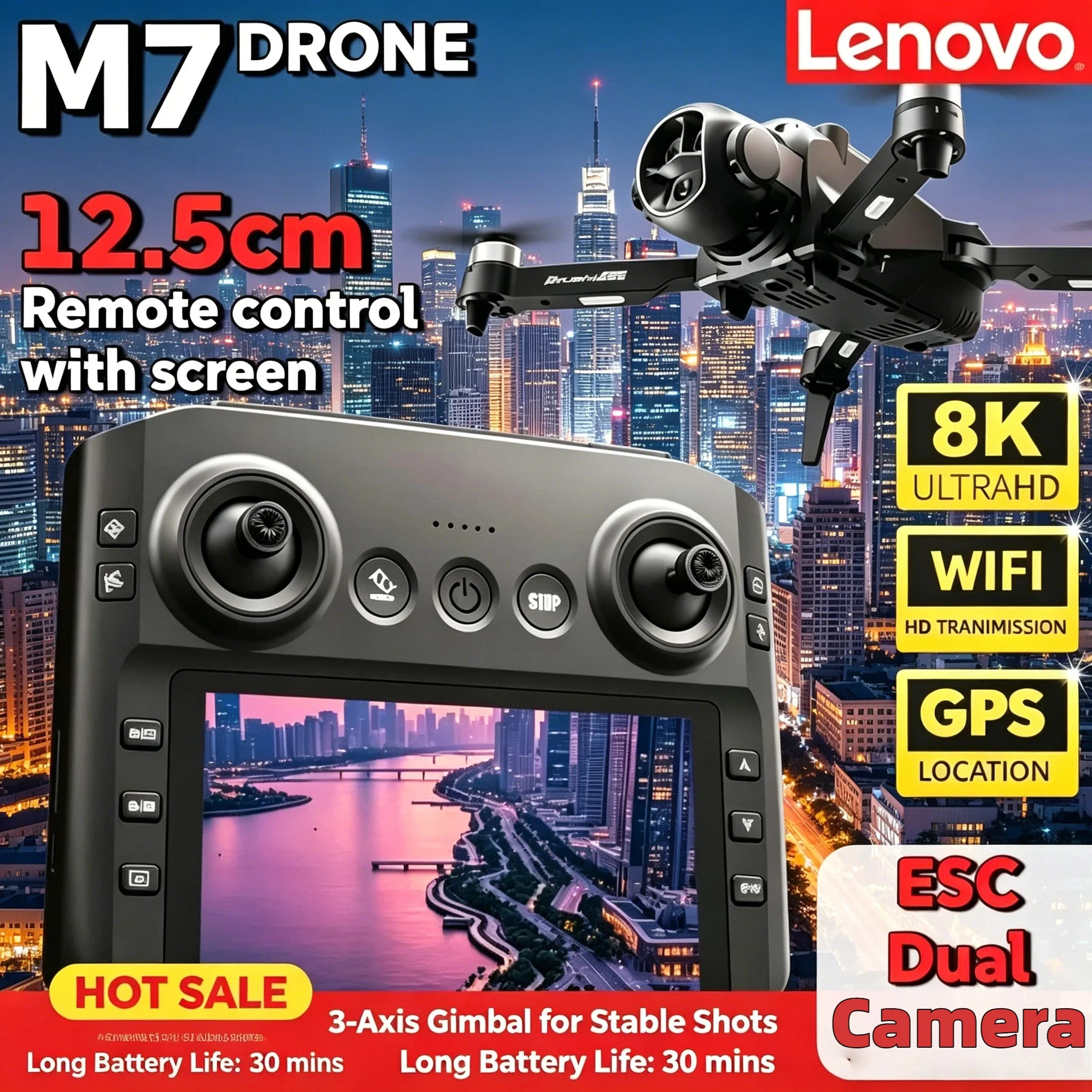 Lenovo M7 RC 8K Drone Professional Aerial HD Dual Camera Photography Quadcopter Portable Foldable Remote Control Aircraft WiFi
Lenovo M7 RC 8K Drone Professional Aerial HD Dual Camera Photography Quadcopter Portable Foldable Remote Control Aircraft WiFi