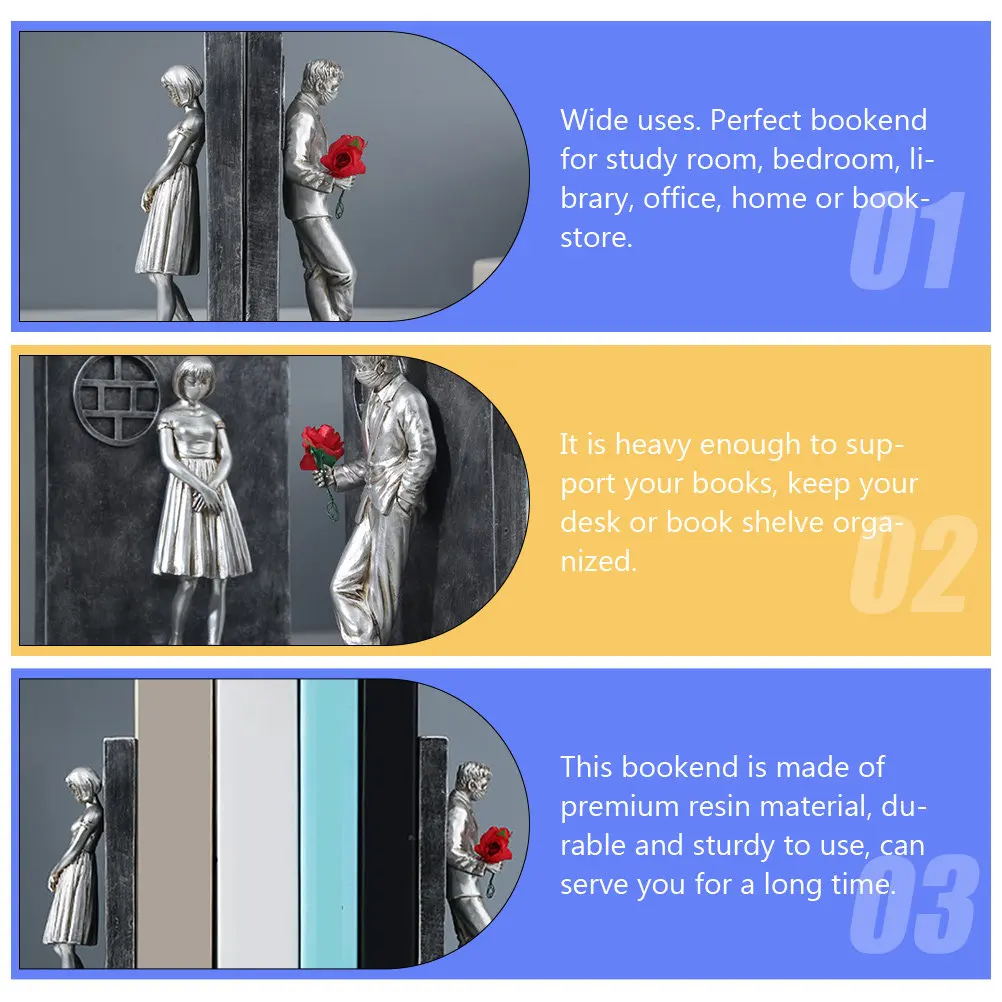 2Pcs Bookends Resin Couples Decorative Book Holders Heavy Duty Desk Organizers for Office Home Bookends for Shelves
2Pcs Bookends Resin Couples Decorative Book Holders Heavy Duty Desk Organizers for Office Home Bookends for Shelves
