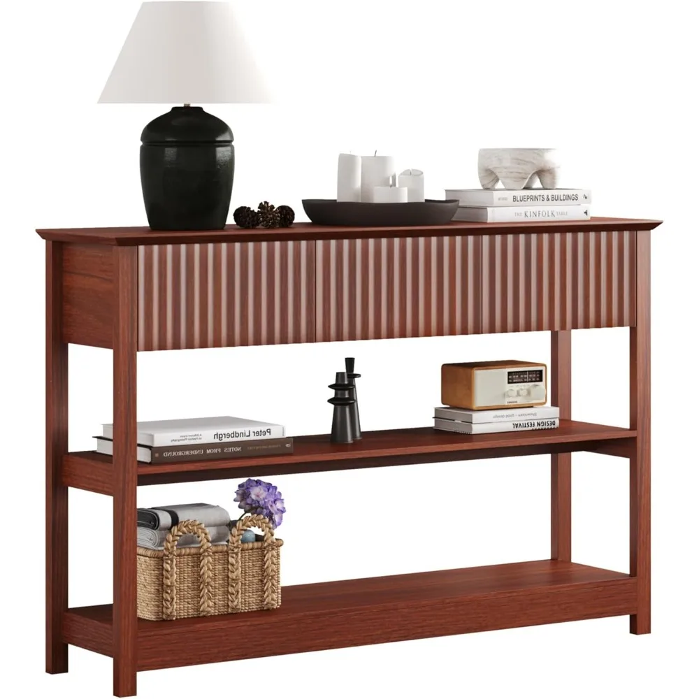 47" Fluted Console Table with Drawers, Narrow Entryway Tables with Storage and Shelves, 3-Tier Sofa Table Behind Couch Table fo
47" Fluted Console Table with Drawers, Narrow Entryway Tables with Storage and Shelves, 3-Tier Sofa Table Behind Couch Table fo