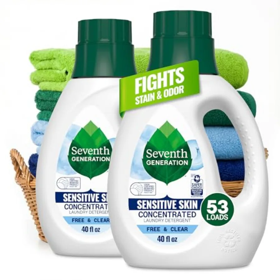 Seventh Generation Concentrated Free Clear Laundry Detergent, 40 oz, Pack of 2, Dyes or Fragrance, Sensitive Skin Liquid Laundr
Seventh Generation Concentrated Free Clear Laundry Detergent, 40 oz, Pack of 2, Dyes or Fragrance, Sensitive Skin Liquid Laundr