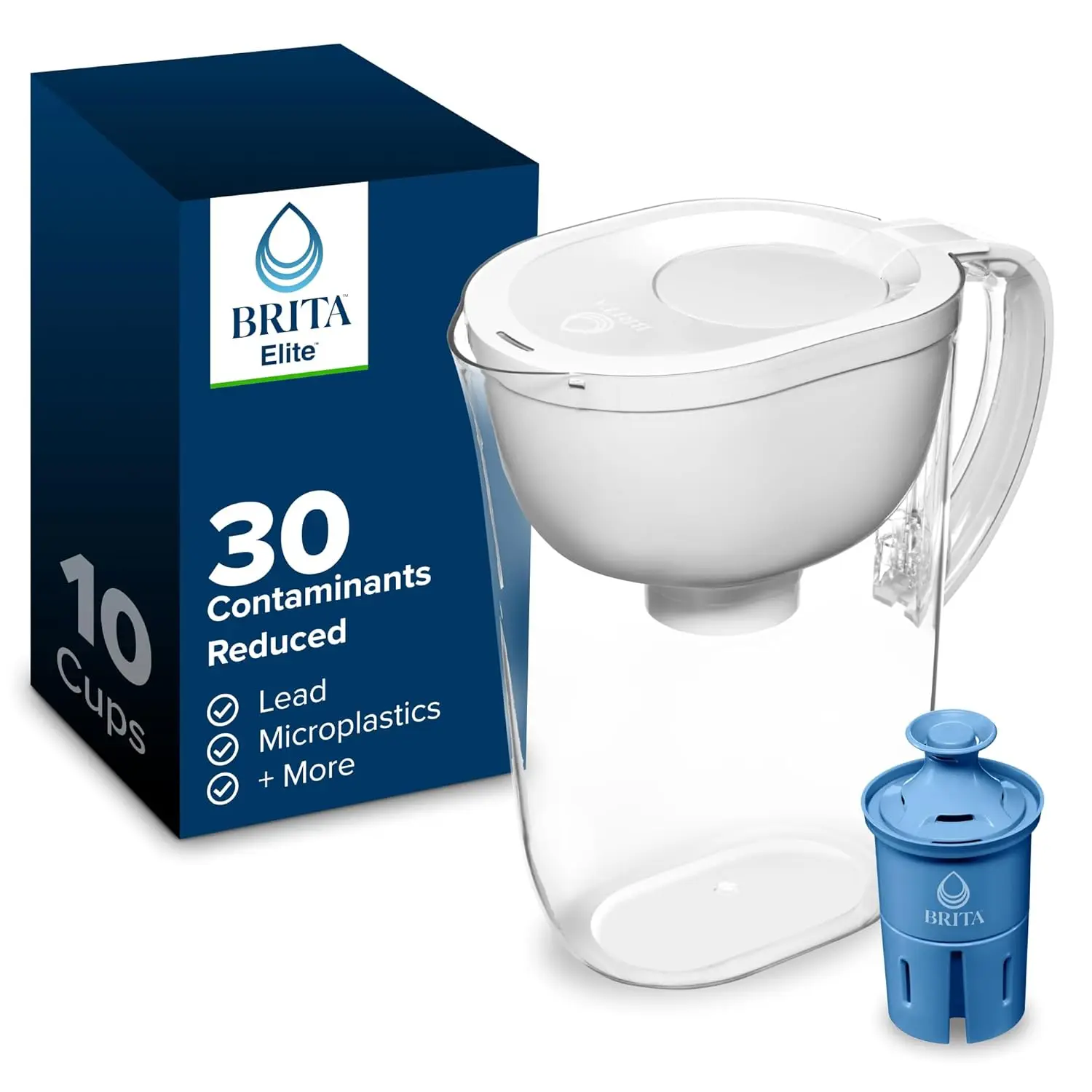 Premium Water Filter Pitcher, 10-Cup Capacity, Removes 99% Lead & Chlorine, Includes Filter, White
Premium Water Filter Pitcher, 10-Cup Capacity, Removes 99% Lead & Chlorine, Includes Filter, White