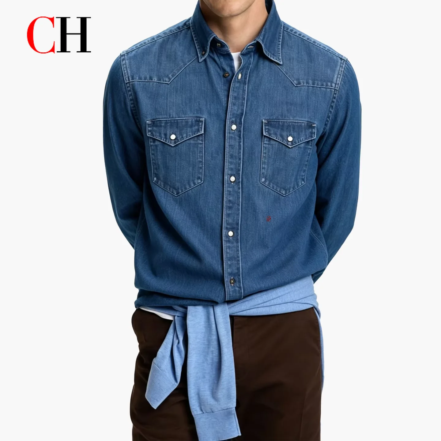CH Denim Embroidered Long Sleeve Shirt Men Straight Fit Elegant Casual Double Pocket Premium Fabric Office Casual Tops
CH Denim Embroidered Long Sleeve Shirt Men Straight Fit Elegant Casual Double Pocket Premium Fabric Office Casual Tops