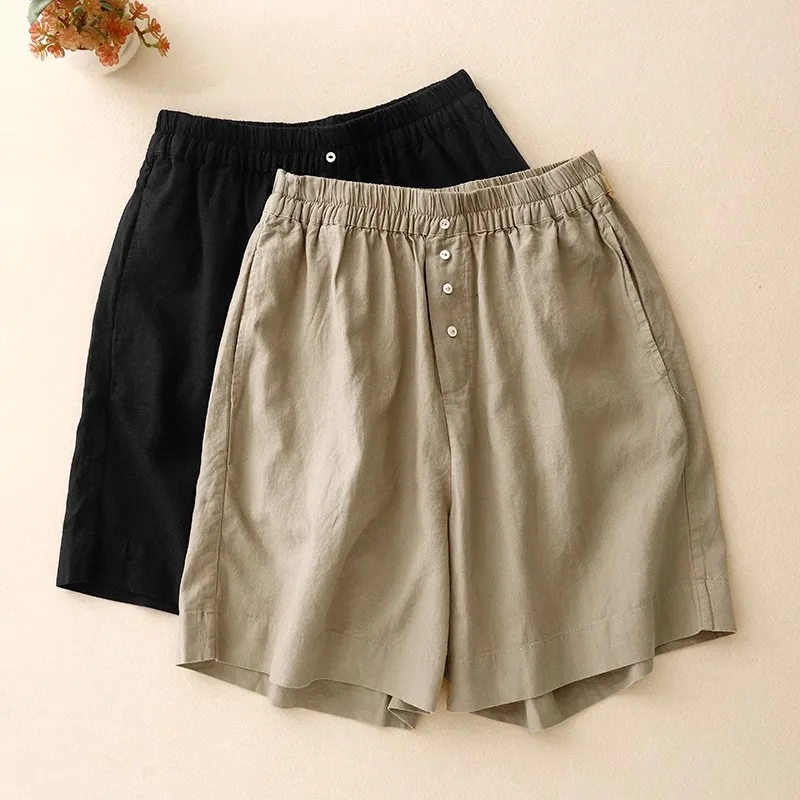 High Waist Cotton Linen Wide Leg Shorts Casual Loose Versatile Slimming Retro Five-Point Pants Women's Fashion Summer Breathable
High Waist Cotton Linen Wide Leg Shorts Casual Loose Versatile Slimming Retro Five-Point Pants Women's Fashion Summer Breathable