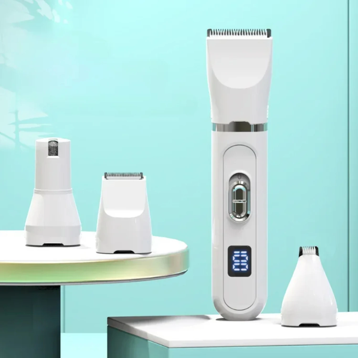 Professional Rechargeable 4 in 1 Pet Hair Clipper with Grooming Trimmer, 4 Blades, and Nail Grinder - Ultimate Haircut Tool for
Professional Rechargeable 4 in 1 Pet Hair Clipper with Grooming Trimmer, 4 Blades, and Nail Grinder - Ultimate Haircut Tool for