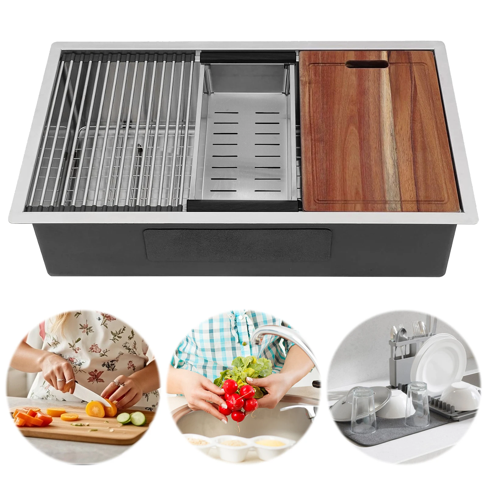 16 Gauge Kitchen Sinks Basin Stainless Steel 30/33 Inch Washing Sink with Bottom Grid Basket Strainer Under Counter Kitchen Sink
16 Gauge Kitchen Sinks Basin Stainless Steel 30/33 Inch Washing Sink with Bottom Grid Basket Strainer Under Counter Kitchen Sink