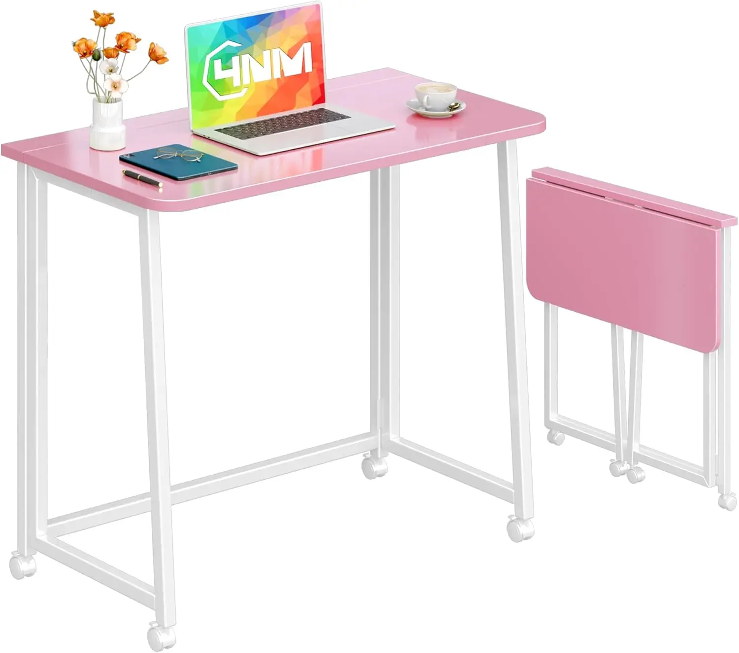 31.5" Foldable Rolling Desk with Wheels, Pink and White Mobile Study Table for Small Space Saving Bedroom
31.5" Foldable Rolling Desk with Wheels, Pink and White Mobile Study Table for Small Space Saving Bedroom