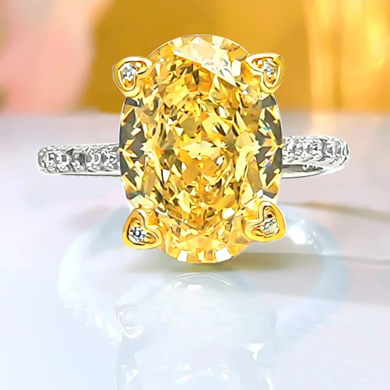 New 925 Silver Egg Shaped Artificial Yellow Diamond Ring High Carbon Diamond Style Women's Fashion Jewelry Wholesale
New 925 Silver Egg Shaped Artificial Yellow Diamond Ring High Carbon Diamond Style Women's Fashion Jewelry Wholesale