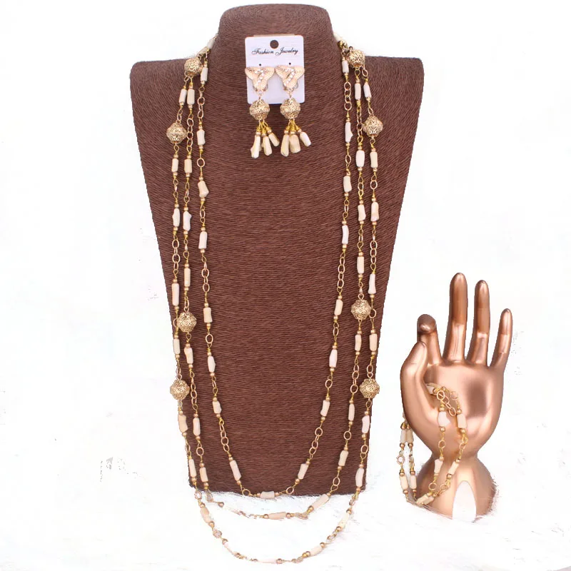 Dudo African Nature White Coral Wedding Jewelry Sets For Women 3-6mm 3 Layers Long Design
Dudo African Nature White Coral Wedding Jewelry Sets For Women 3-6mm 3 Layers Long Design