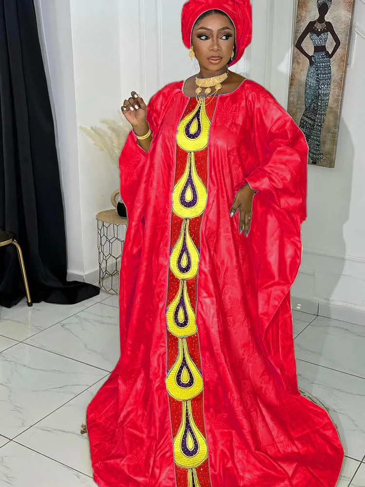 African Dresses for Women Party Wear 2025 New Bazin Riche Boubou Ankara Long Gown with Brocade Dashiki Robe
African Dresses for Women Party Wear 2025 New Bazin Riche Boubou Ankara Long Gown with Brocade Dashiki Robe