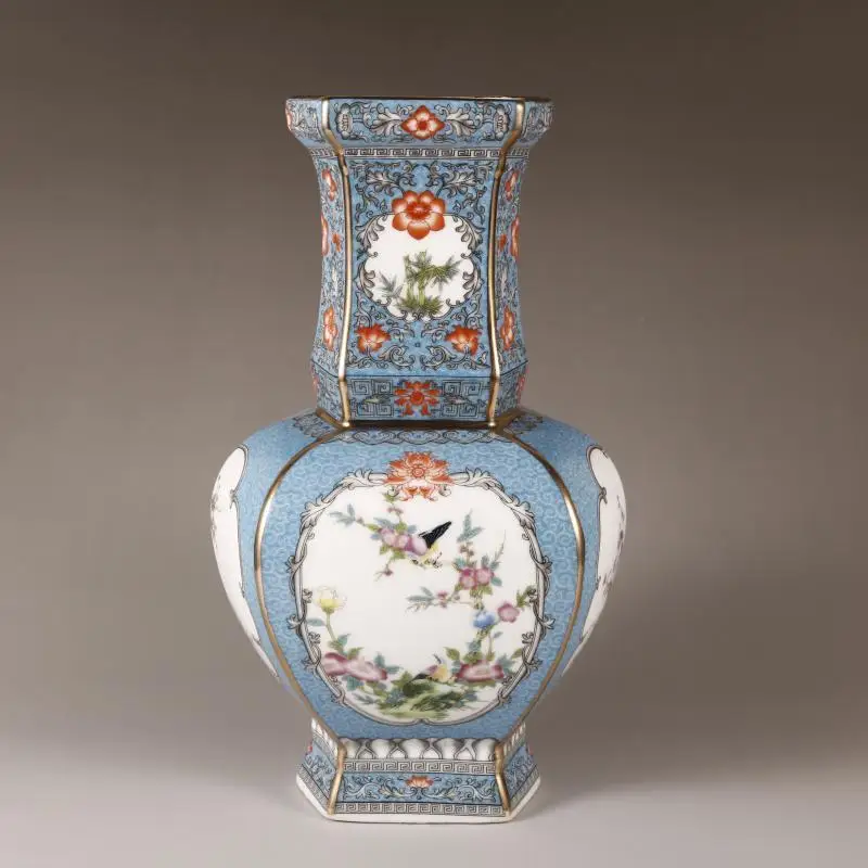 Qianlong официальный стиль печи антикварная имитация эмали светло-голубой шестиугольная ваза для цветов и птиц для дома, гостиной, офиса Curio Sh
Qianlong официальный стиль печи антикварная имитация эмали светло-голубой шестиугольная ваза для цветов и птиц для дома, гостиной, офиса Curio Sh
