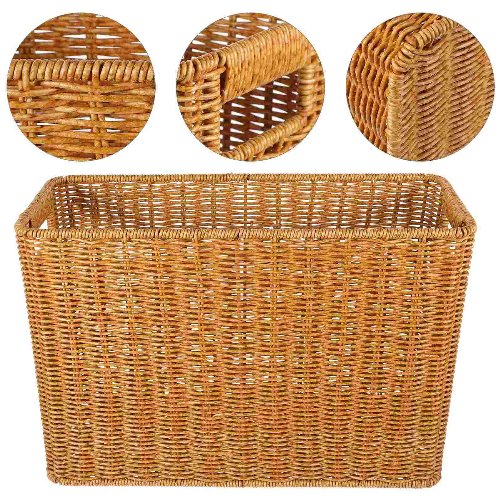 Magazine Newspaper Basket Woven Handled Sundries Imitate Rattan Storage Home Supplies Plastic Handwoven Imitated Decor
Magazine Newspaper Basket Woven Handled Sundries Imitate Rattan Storage Home Supplies Plastic Handwoven Imitated Decor