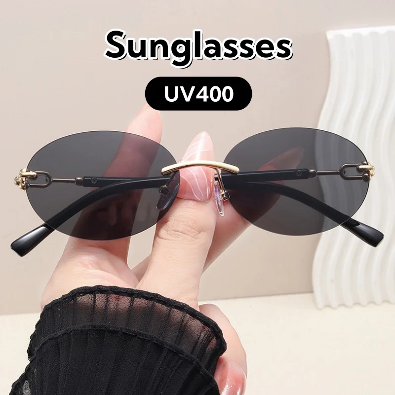 Women's Oval Frameless Cut Edge Sunglasses Simplicity Fashionable UV Resistant Ultra Light Street Photography Shades Glasses
Women's Oval Frameless Cut Edge Sunglasses Simplicity Fashionable UV Resistant Ultra Light Street Photography Shades Glasses