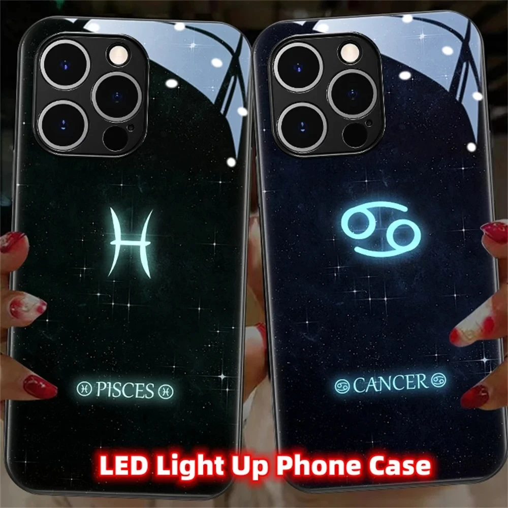 Star Sign Smart LED Light Glow Tempered Glass Phone Case Back Cover For iPhone 15 14 13 12 11 Pro Max Mini X XS XR SE2020 8 Plus
Star Sign Smart LED Light Glow Tempered Glass Phone Case Back Cover For iPhone 15 14 13 12 11 Pro Max Mini X XS XR SE2020 8 Plus