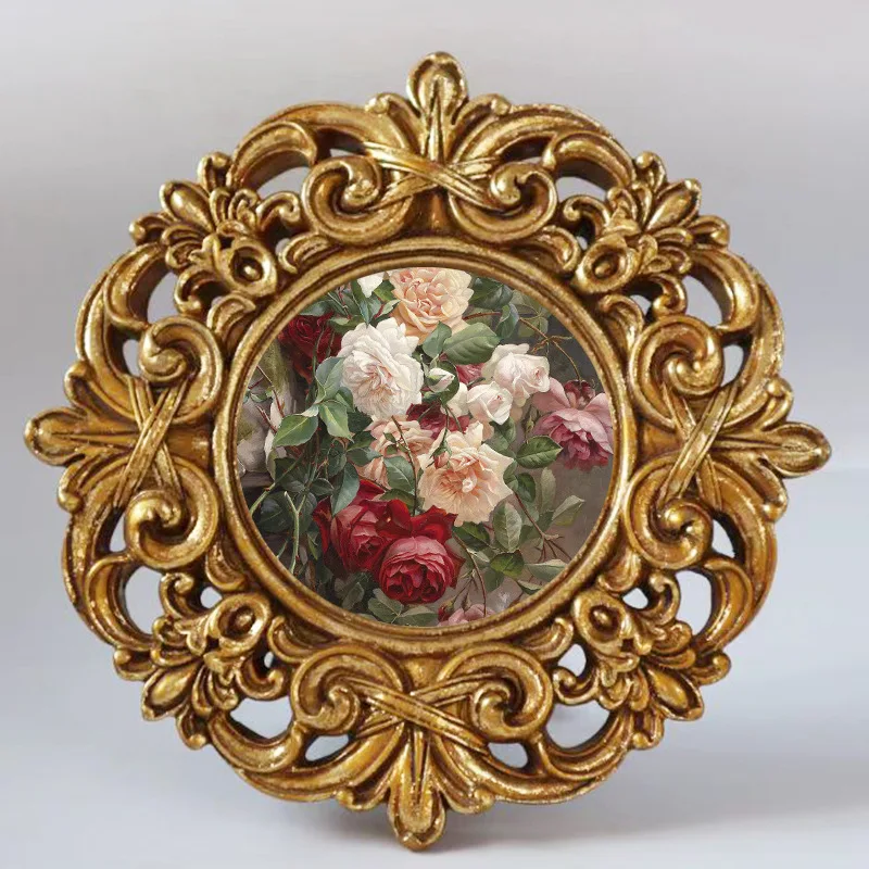 19cm Diameter Retro Round Photo Frame French Resin Carved Picture Frame Photo Frame Can Hold 9.5cm Photo Wedding Combination Liv 
19cm Diameter Retro Round Photo Frame French Resin Carved Picture Frame Photo Frame Can Hold 9.5cm Photo Wedding Combination Liv