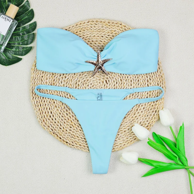 New Starfish Accessory Bikini Solid Color Swimsuit Sexy Strapless Two-Piece Womenbikini
New Starfish Accessory Bikini Solid Color Swimsuit Sexy Strapless Two-Piece Womenbikini